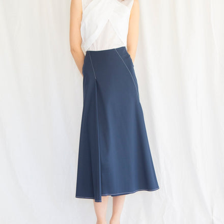 Windy Skirt in Navy Ponte
